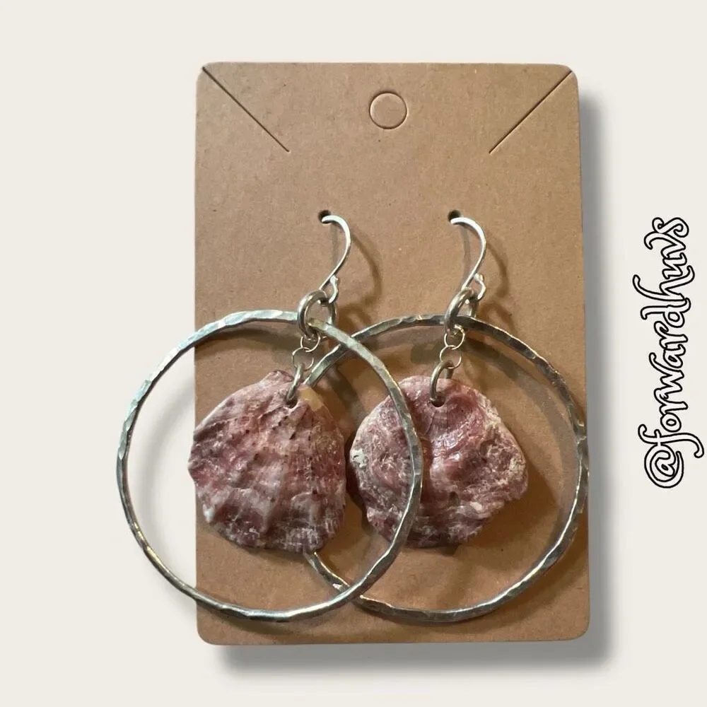 Bundle Sale 3 for $15 | Silver Tone Earrings with Seashell Dangles – 1 3/4 Inche